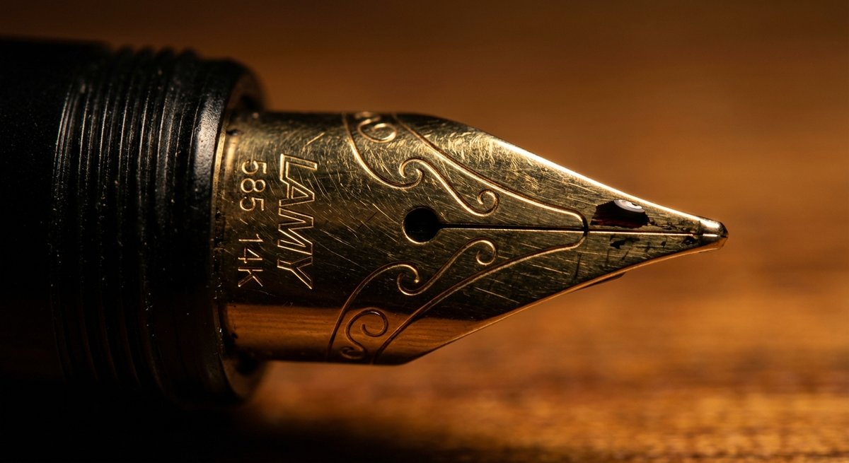 Dettaglio pennino stilografica Lamy in oro